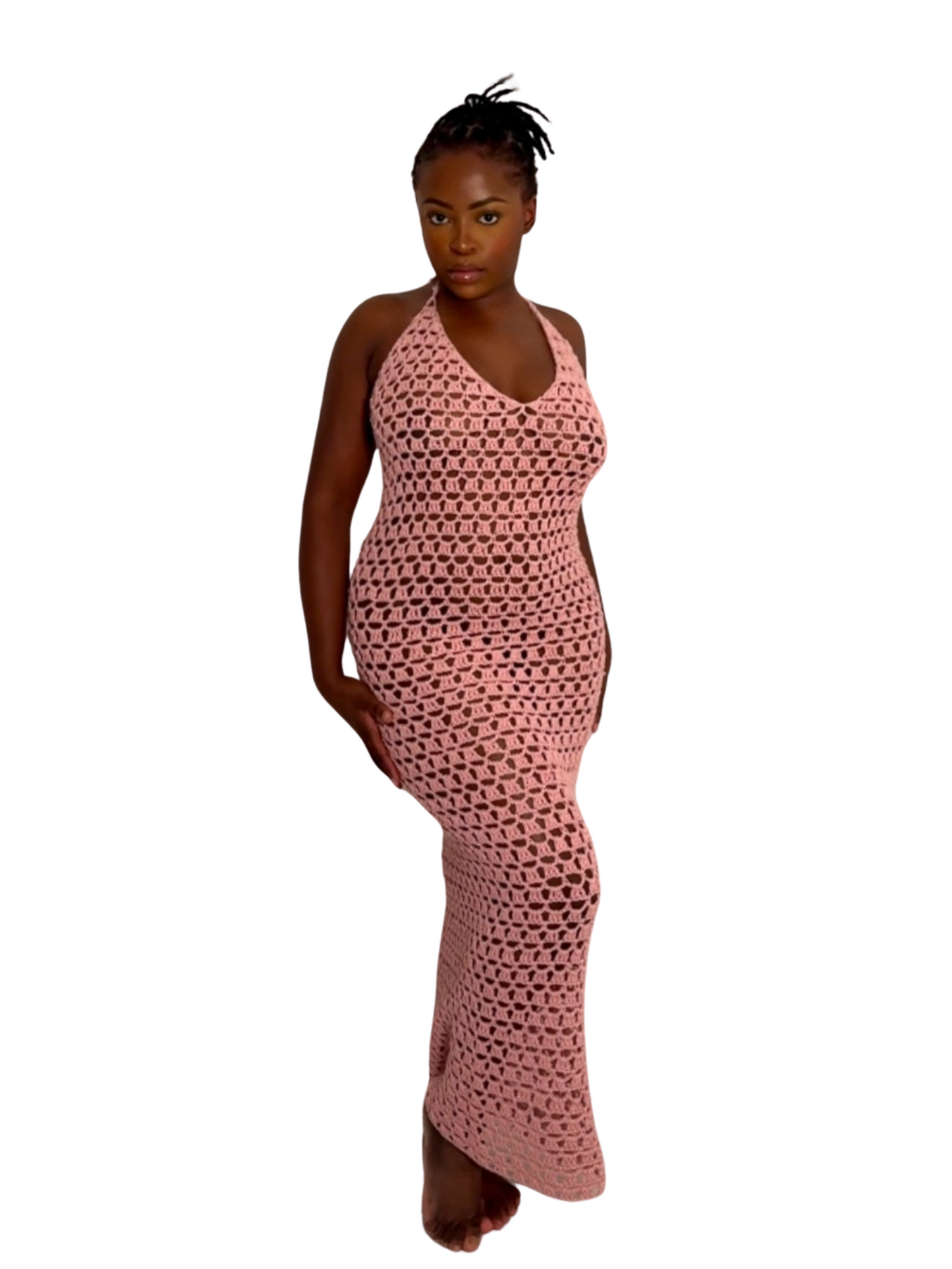 Coral Kiss Crochet Maxi Dress